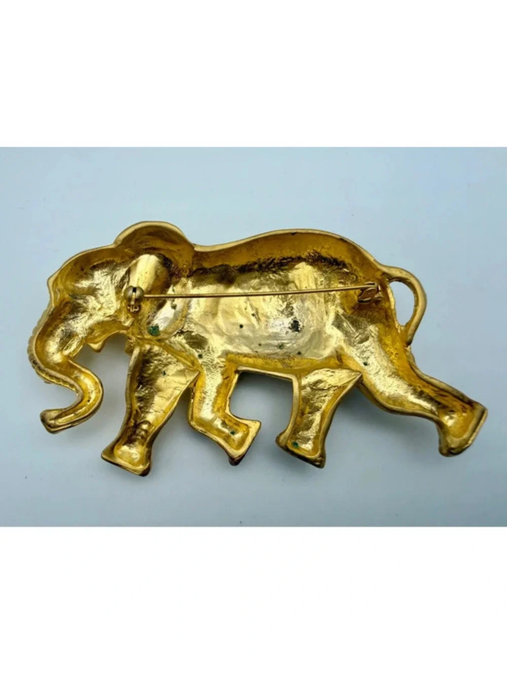 Vintage Large Gold Tone Elephant Brooch